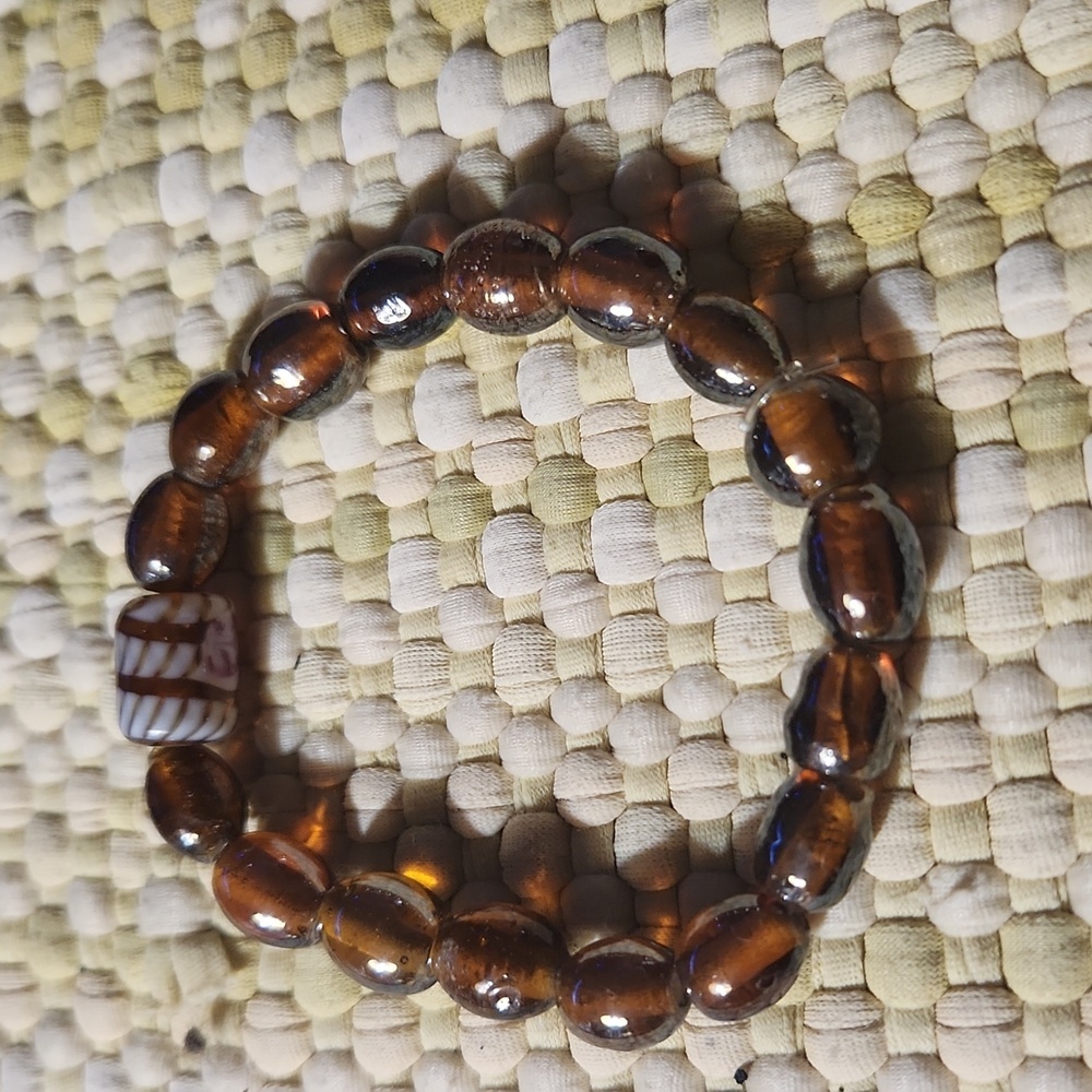 Handcrafted beaded bracelet made on a stretchy cord